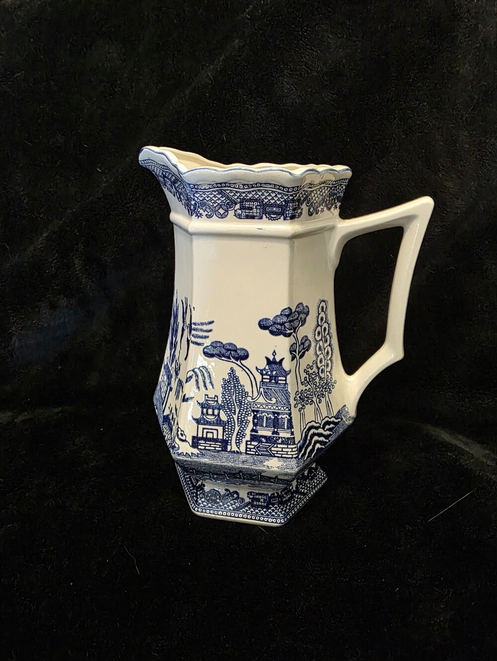 Vintage Norleans Japan Octagonal Blue Willow Porcelain Chinoiserie Blue & White